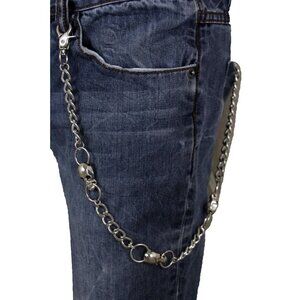 New Men Silver Color Metal Skulls Wallet Chain Long Strand Jean Biker Motorcycle